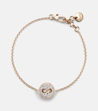 Pom Pom Dot 18kt rose gold chain bracelet with white diamonds and mother of pearl | Pomellato