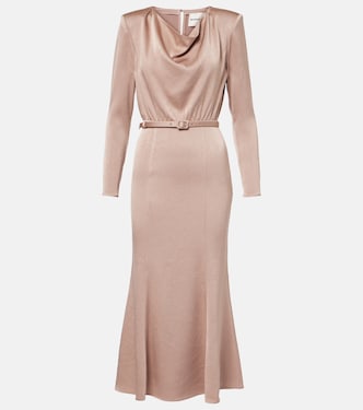 Belted satin crêpe midi dress | Roland Mouret