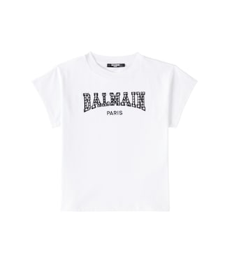 Logo printed cotton jersey T-shirt | Balmain Kids