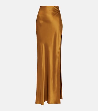 Asymmetric silk satin maxi skirt  | The Sei