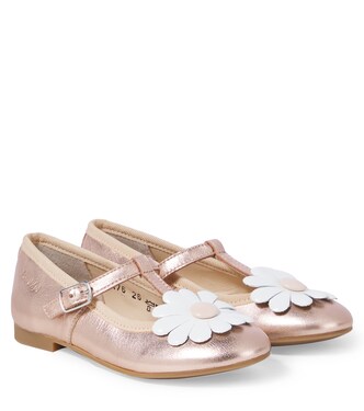 Dory Flo metallic leather ballet flats | Pom d'Api
