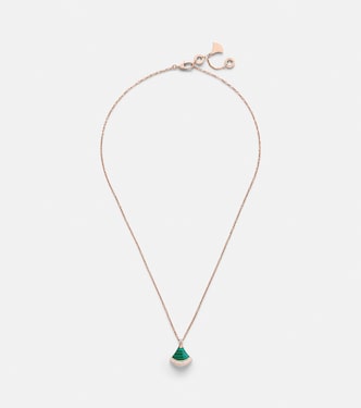 Divas' Dream 18kt rose gold necklace with diamonds and malachite | Bvlgari