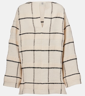 Checked cotton and linen-blend canvas tunic | Toteme