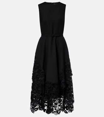 Robe de cocktail en laine mélangée et dentelle | Oscar de la Renta