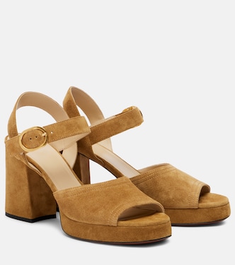 Sandali Fawcette 100 in suede con plateau | Valentino Garavani
