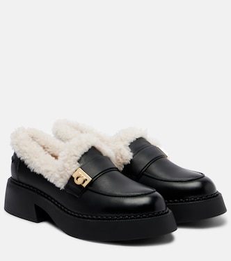 Caminia shearling-trimmed leather loafers | Ferragamo