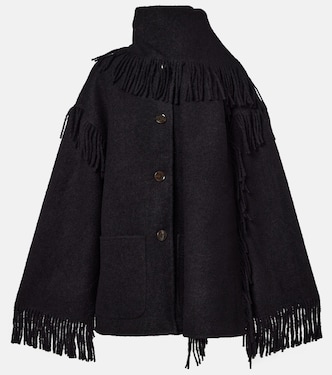 Fringed scarf-detail wool-blend jacket | Toteme