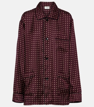 Oversized polka-dot silk satin pajama shirt | Saint Laurent