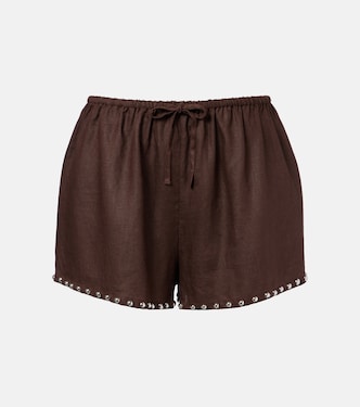 Paddle embellished linen shorts | Staud