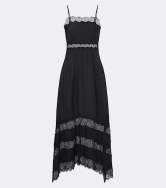 Coco lace-trimmed silk twill midi dress | Ulla Johnson