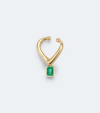 Einzelner Ear Cuff Zar aus 18kt Gelbgold mit Smaragd | Shay Jewelry