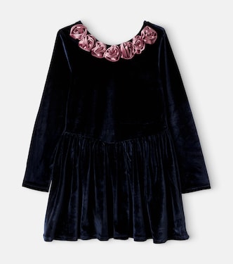 Rosetta floral-appliqué velvet dress | Konges Sløjd