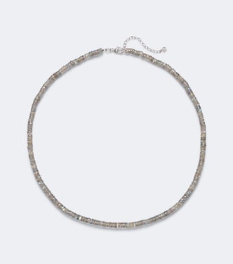 14kt gold beaded necklace with quartz and diamonds | Sydney Evan