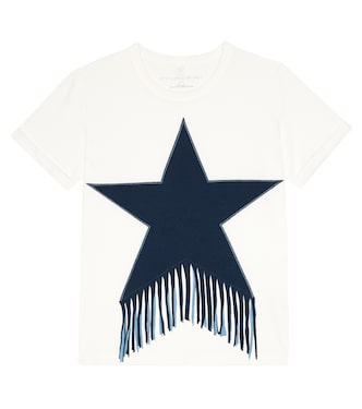 Fringe-trimmed embroidered cotton T-shirt | Stella McCartney Kids