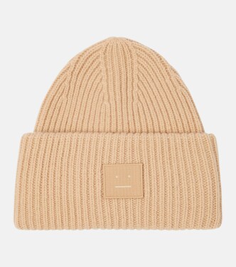 Large Face ribbed-knit wool beanie | Acne Studios