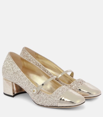 Elisa 45 glitter and leather pumps | Jimmy Choo