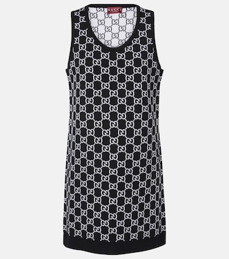 Vestido corto de mezcla de lana con GG en jacquard | Gucci