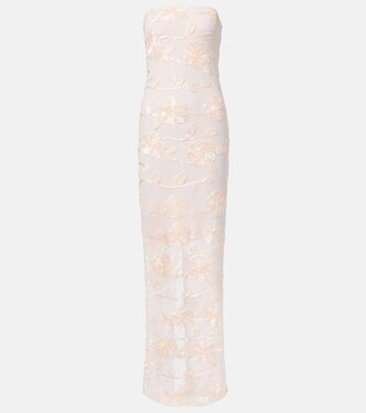 Robe longue brodée en résille | Rotate