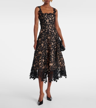 Lace guipure cocktail dress in black - Oscar De La Renta | Mytheresa