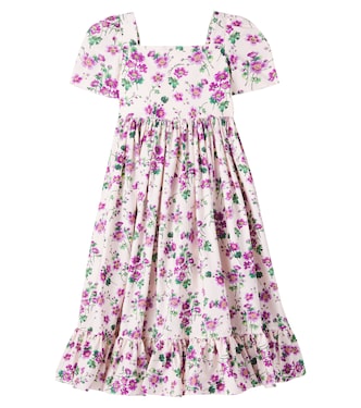 Floral smocked cotton poplin dress | Dolce&Gabbana Kids