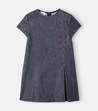 Web Stripe pleated denim dress | Gucci Kids