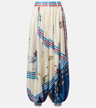 Apollo printed cropped silk satin balloon pants | Alémais