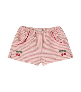 Ellie ruffled striped cotton seersucker shorts | Konges Sløjd