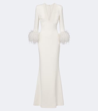 Feather-trimmed cady gown | Elie Saab