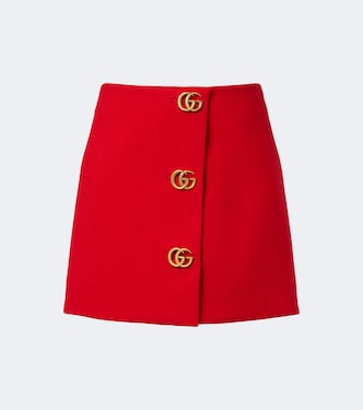 Double G wool crêpe miniskirt | Gucci