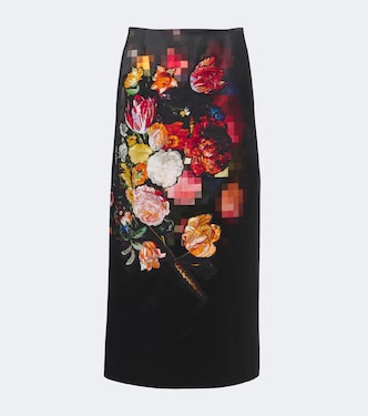 Falda midi de algodón y seda bordada | Dries Van Noten