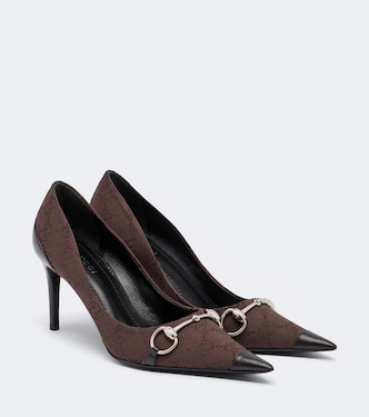 Donna GG canvas leather-trimmed pumps | Gucci