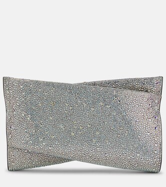 Loubitwist Small crystal-embellished suede clutch | Christian Louboutin