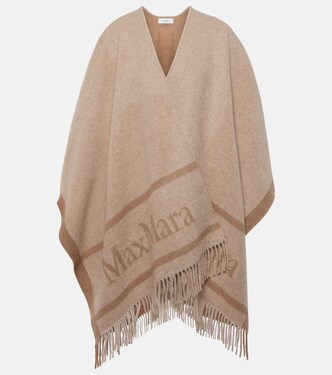 Logo jacquard wool poncho | Max Mara