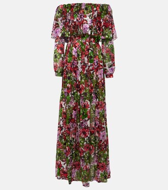 Robe longue Floria en soie mélangée | Costarellos