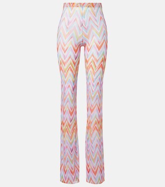 Zigzag printed tulle straight pants | Missoni