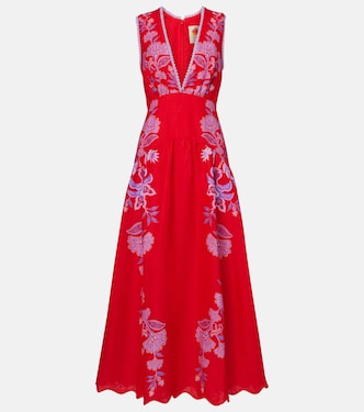 Midikleid Porcelain Garden aus Leinen | Farm Rio