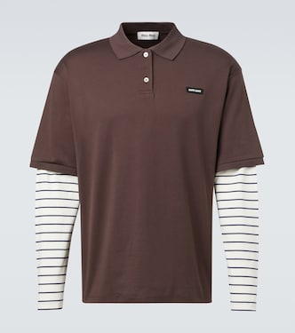 Layered striped cotton polo shirt | Miu Miu