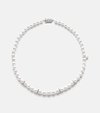 Collana in oro bianco 18kt con perle e diamanti | Mikimoto