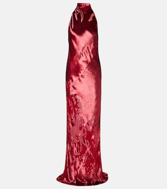 Halterneck open-back velvet gown | The Sei