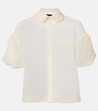 Cropped puff-sleeve tulle blouse | Simone Rocha