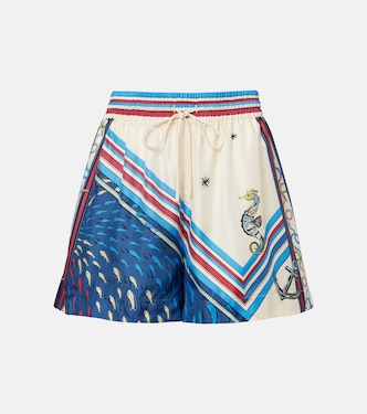 Apollo printed silk satin shorts | Alémais