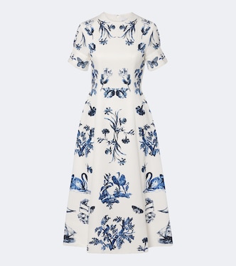 Vestido midi de faya en mezcla de algodón floral | Erdem