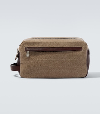 Leather-trimmed toiletry bag | Brunello Cucinelli