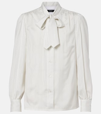 Pinstripe tie-neck silk shirt | Gucci