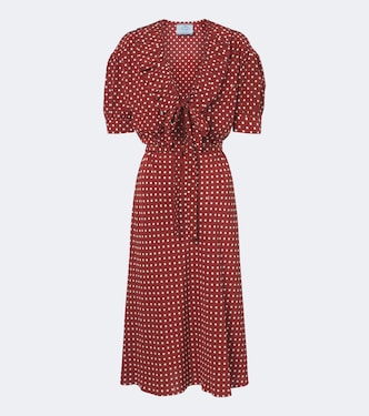 Polka-dot ruffled silk midi dress | Prada