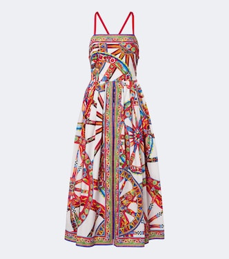 Carretto gathered cotton poplin midi dress | Dolce&Gabbana