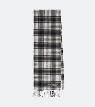 Fringed plaid cashmere and wool scarf | Acne Studios