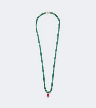 Halskette mit 18kt Gelbgold, Aventurinen und Turmalin | Octavia Elizabeth