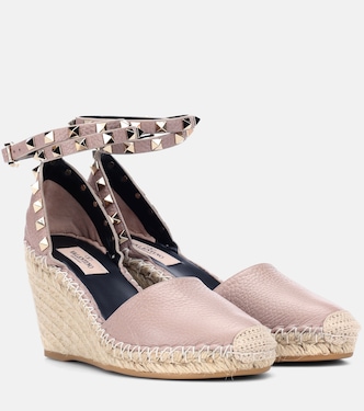 Rockstud Double leather wedge espadrilles | Valentino Garavani