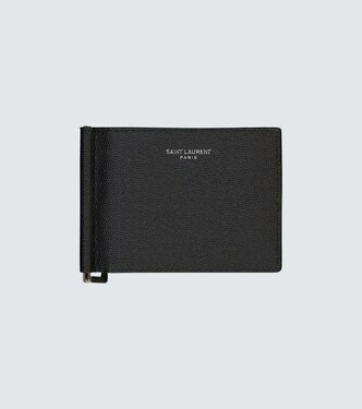 Grain leather wallet with money clip | Saint Laurent